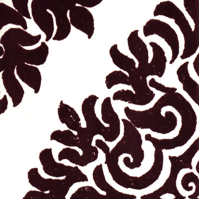 French Garden Damask Wallpaper - White and Plum Velvet