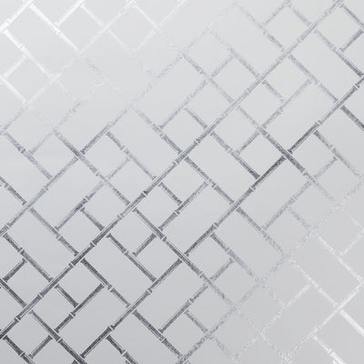 Bamboo Lattice on Silver Leaf Wallpaper - White Silver