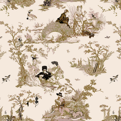 Flowerboy Toile Wallpaper - Peach Fuzz