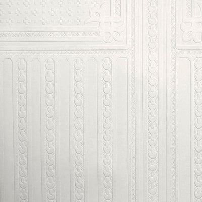 Dado Panel Oriental Paintable Embossed Wallpaper