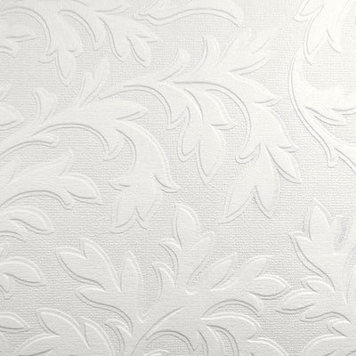 High Leaf Paintable Embossed Wallpaper