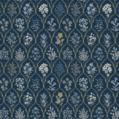 Hawthorne Wallpaper - Navy/Gold