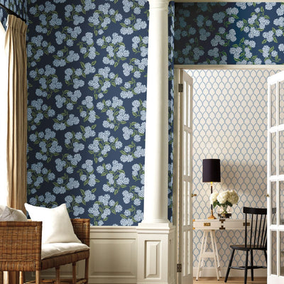 Hydrangea Wallpaper - Navy