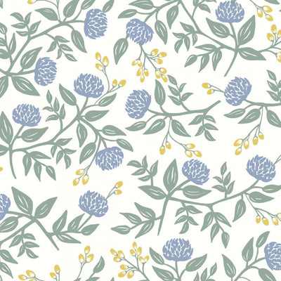 Peonies Wallpaper - Periwinkle/Sage