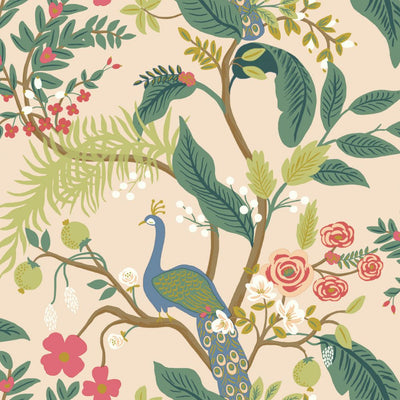 Peacock Wallpaper - Light Pink