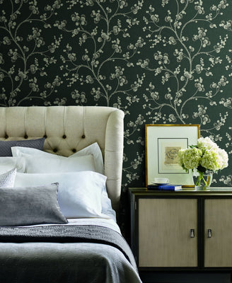 Dahlia Trail Wallpaper - Black/Taupe