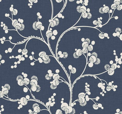 Dahlia Trail Wallpaper - Navy