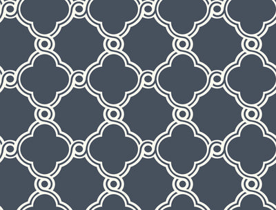 Open Trellis Wallpaper - Navy