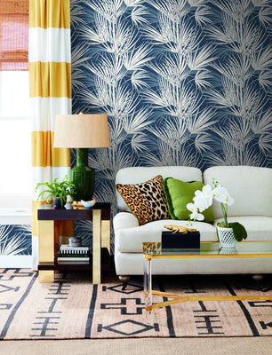 Palmetto Wallpaper - Navy/White