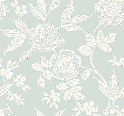 Wood Cut Jacobean Wallpaper - Green