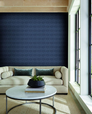 Palm Thatch Wallpaper - Navy