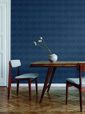 Palm Thatch Wallpaper - Navy