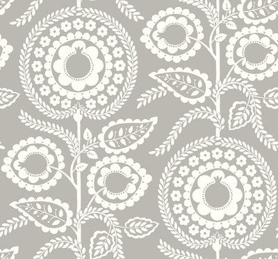 Pomegranate Bloom Wallpaper - Gray