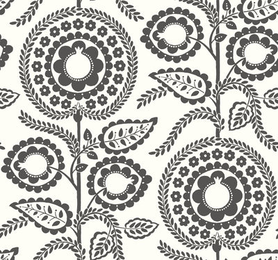 Pomegranate Bloom Wallpaper - Black/White