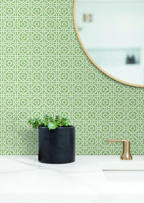 Pergola Lattice Wallpaper - Green