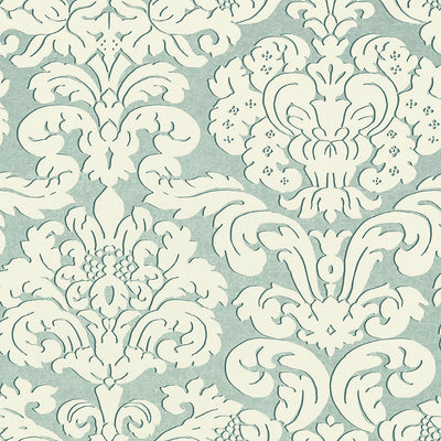 Trelawny Damask Wallpaper - Aqua