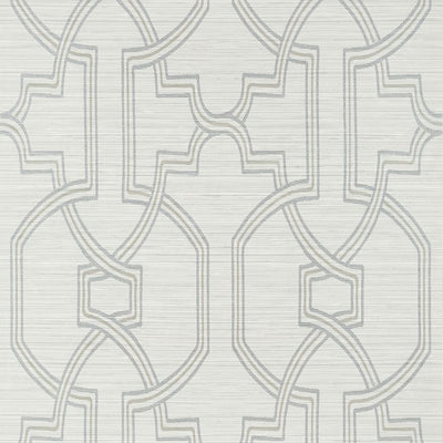 Promenade Wallpaper - Grey on Metallic Silver