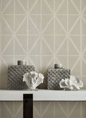 Cafe Weave Trellis Wallpaper - Putty