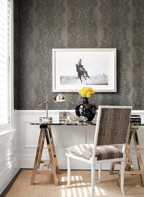 French Quarter Damask Wallpaper - Charcoal