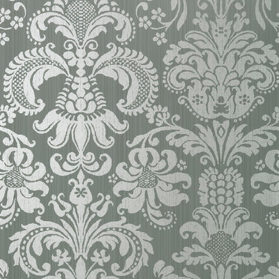 Ashley Wallpaper - Metallic Silver on Grey