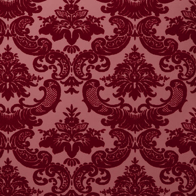 Madison Flocked Wallpaper - Maroon