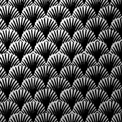 Art Deco Fans Flocked Wallpaper - Black & Silver