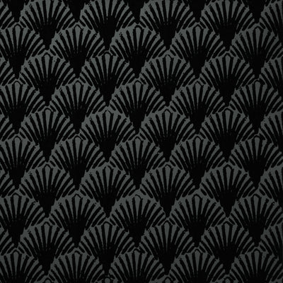 Art Deco Fans Flocked Wallpaper - Noir