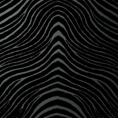 Zebra Stripes Flocked Wallpaper - Noir